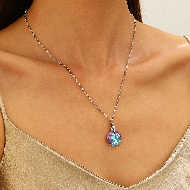 Blue HAILANG Sun Water Drop Pendant Necklace For Women - Image 4