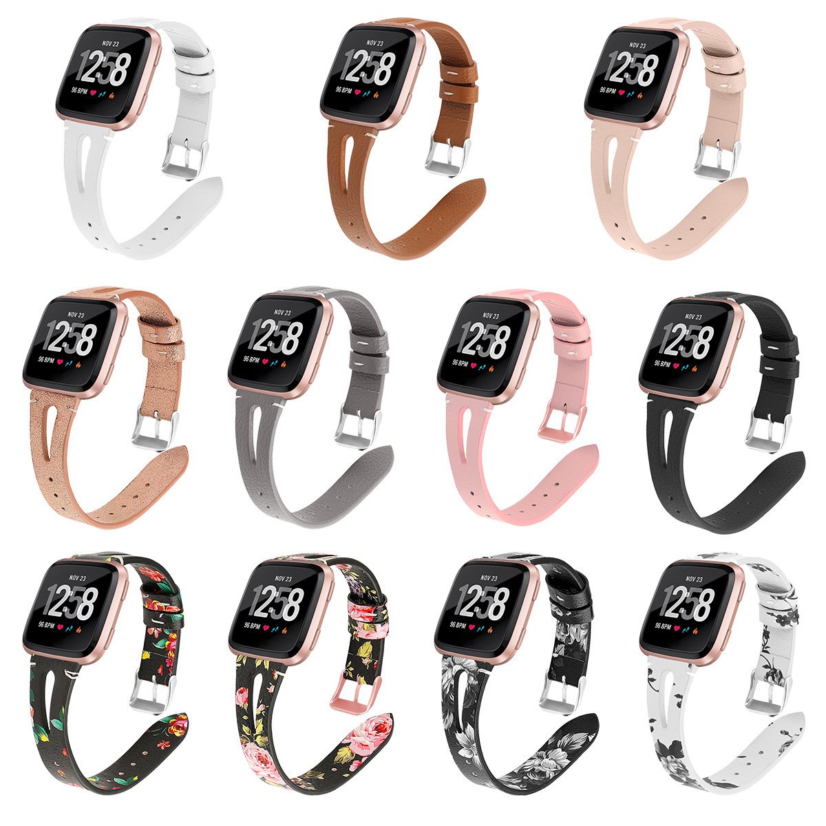 Printed Leather Band With Perforated Cowhide On Top - Image 2