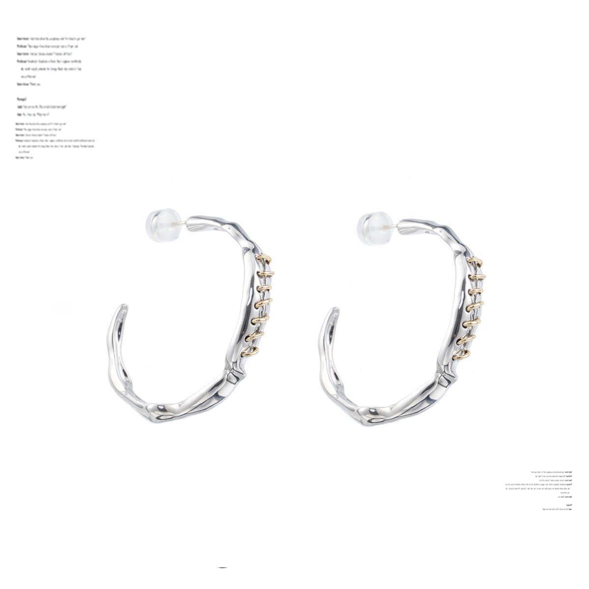Trauma Series Gold And Silver C- Ring Earrings - Image 3