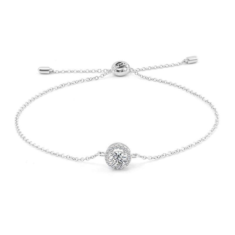 S925 Silver Moissanite Round Bag Micro-inlaid Round Moissanite Electroplated K Platinum Bracelet For Women - Image 2