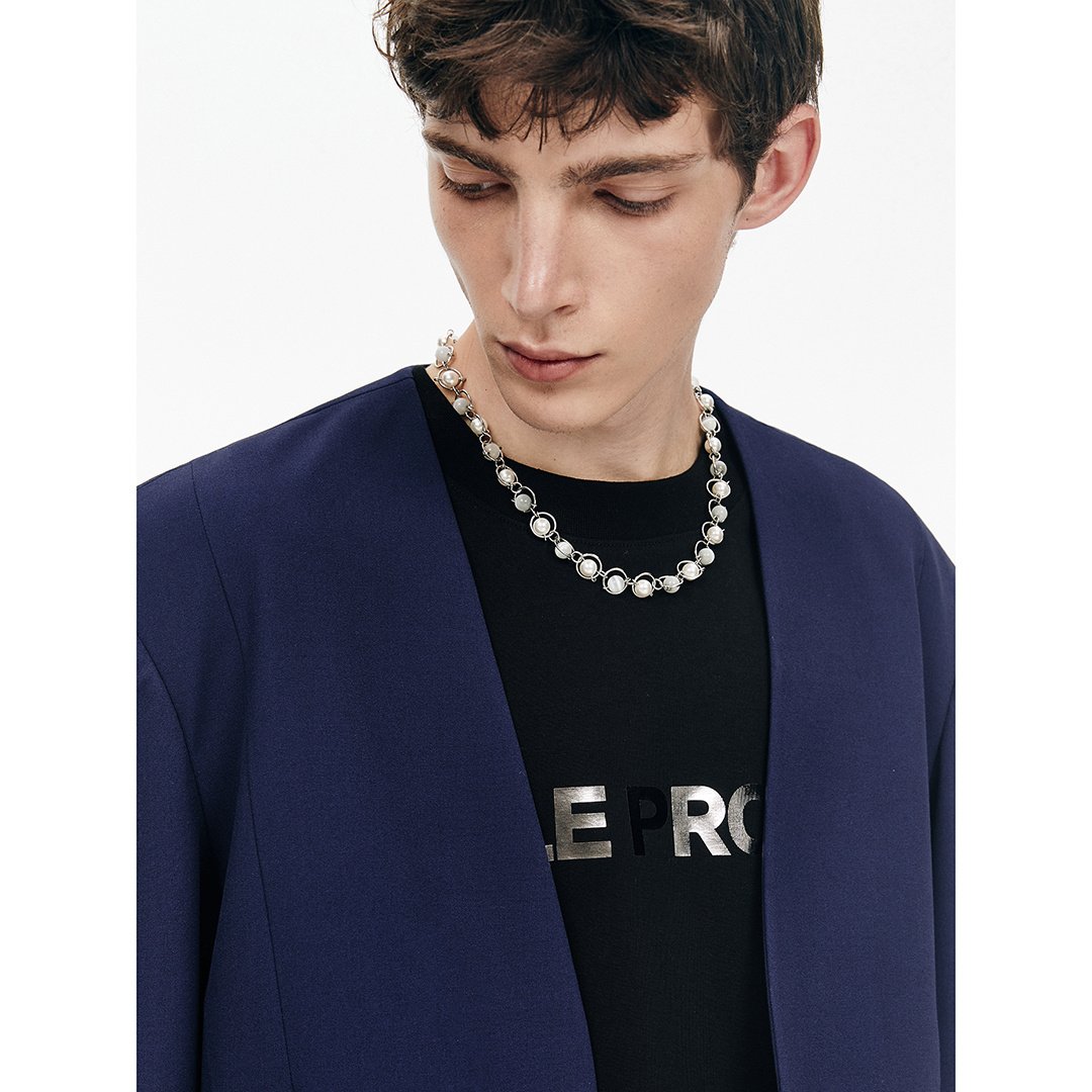 Saturn Structure Pearl Opal Beaded Necklace - Image 3