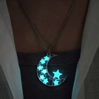 Luminous Big Moon Crescent Moon Pendant Necklace