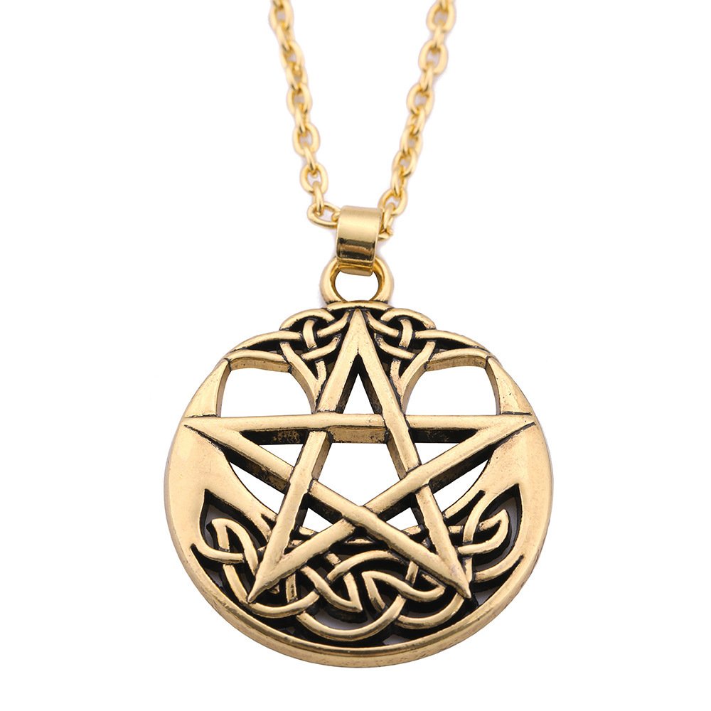 Fashion Lucky Round Pendant Pentagram Alloy Necklace - Image 8