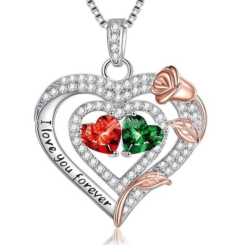 European And American Heart Of Eternity S925 Sterling Silver Double-layer Necklace For Women - Image 7