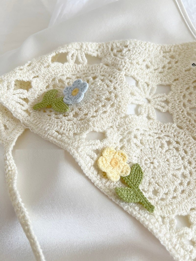 French Style Triangular Binder Retro Headcloth Knitted Headdress Photo - Image 2