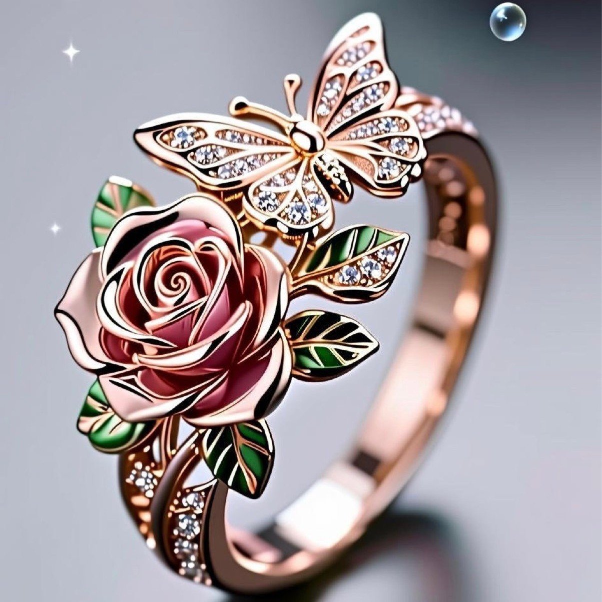 Colorful Oil Necklace Butterfly Personality Ring - Image 3