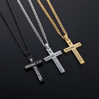 Cross Necklace Stainless Steel Melon Seed Buckle