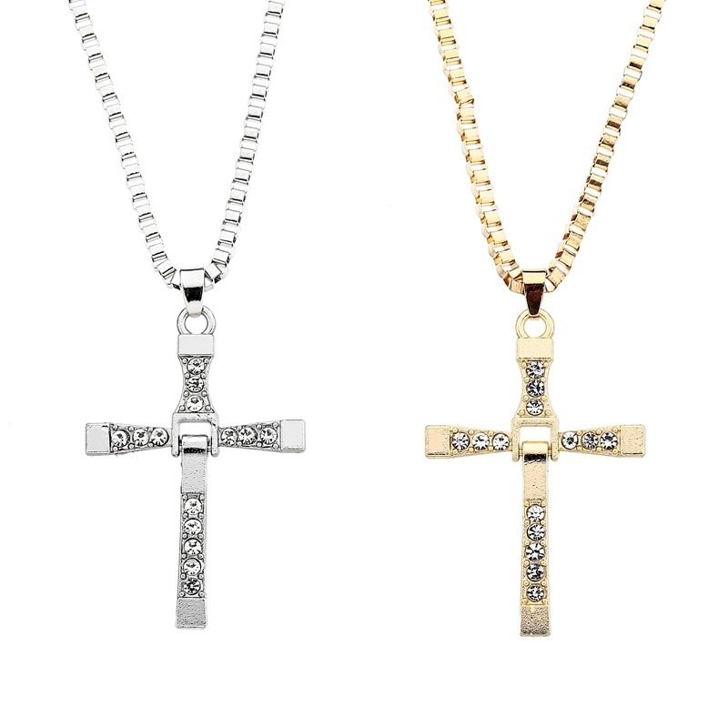 Men's Cross Pendant Diamond-studded Necklace - Image 7