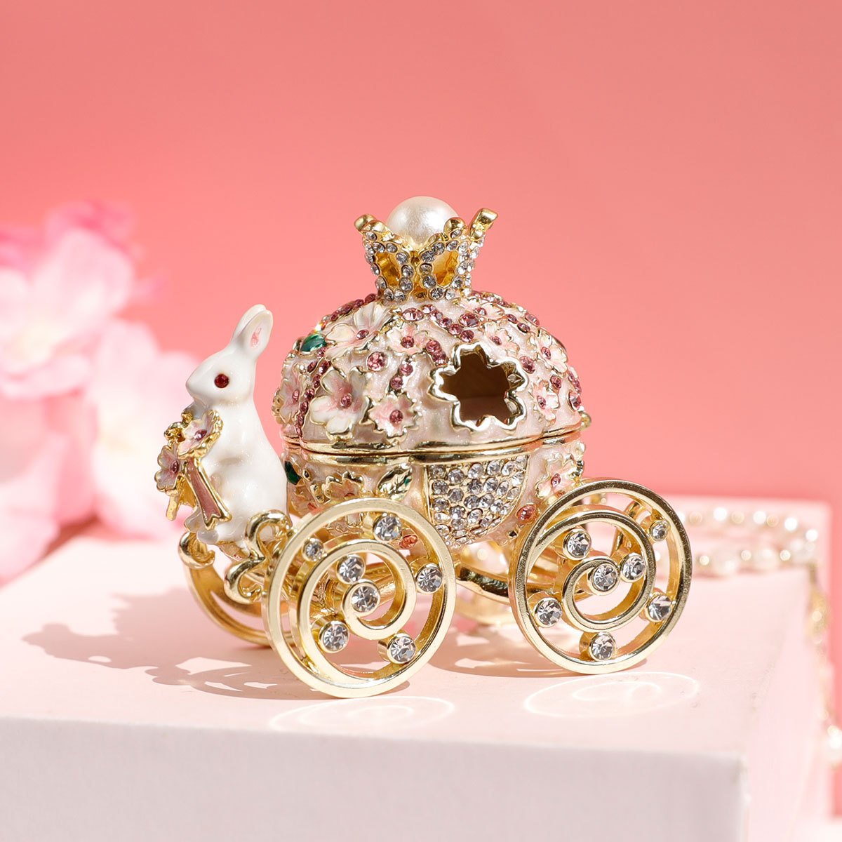 Creative Princess Carriage Cherry And Bunny Ornament Storage Box - Image 2