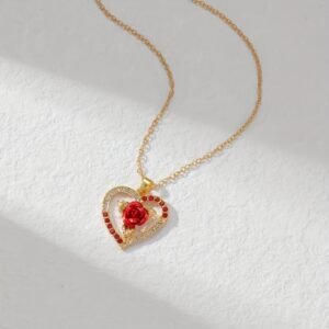 Rose Diamond Peach Heart Pendant Gift