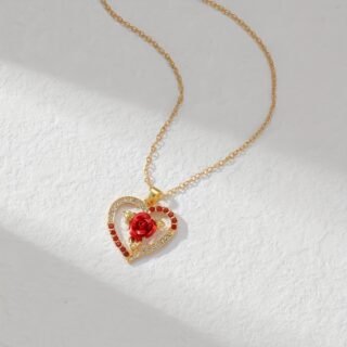 Rose Diamond Peach Heart Pendant Gift