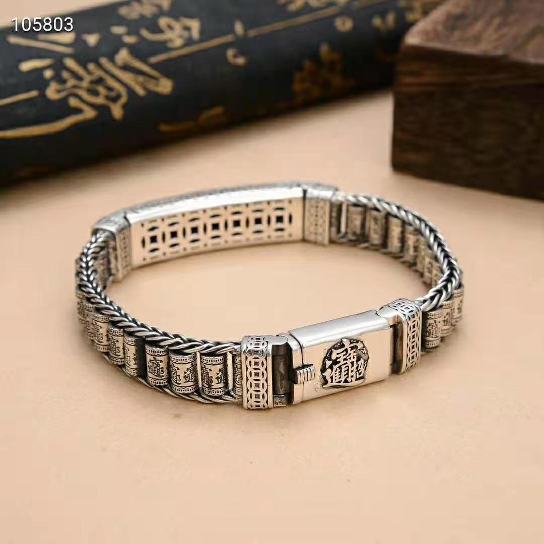 Pure Silver Money Bracelet Retro Tai Silver Popular Men