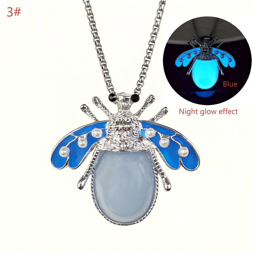 Fantasy Luminous Bee Necklace Firefly Inlaid Pearl Design Personalized Luminous Effect - Image 8
