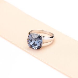 European And American Classic Light Luxury Multi-color Artificial Crystal Square Ring For Women