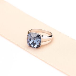European And American Classic Light Luxury Multi-color Artificial Crystal Square Ring For Women