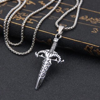 Long Wild Titanium Steel Sweater Chain Pendant Necklace