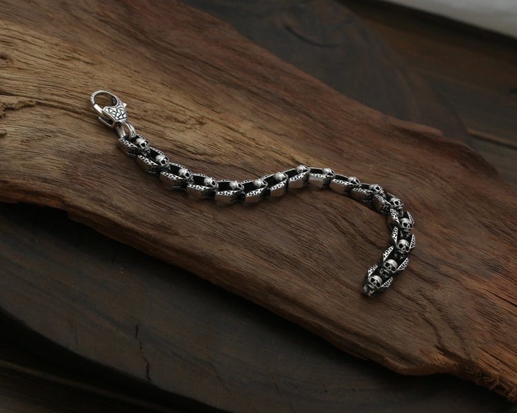 Men's Thai Silver Skull Bracelet - Image 2