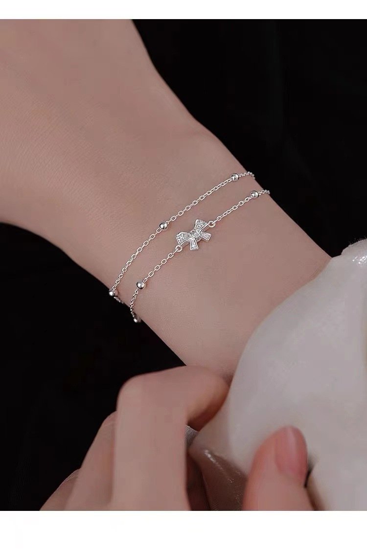 Double-Layer Light Luxury Design Exquisite Bow Bracelet - Image 4