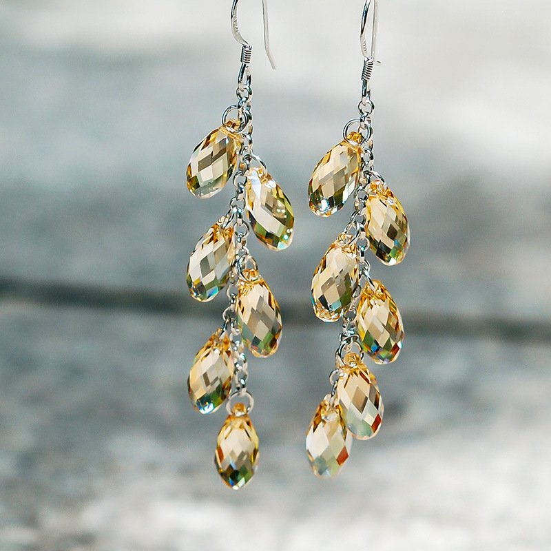 Bead Curtain Silver Needle Jewelry Crystal Earrings - Image 2