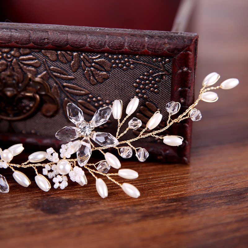 White Pearl Plate Hair Band Wedding Accessories Dress Bridal Headdress - Image 2