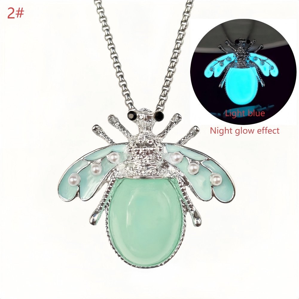 Fantasy Luminous Bee Necklace Firefly Inlaid Pearl Design Personalized Luminous Effect - Image 7