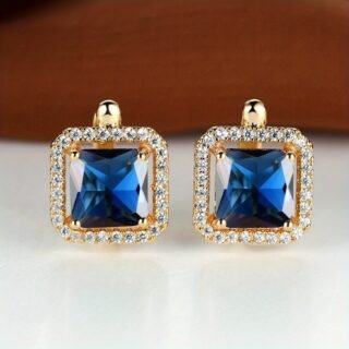 Platinum Super Square Full Diamond Large Zircon Stud Earrings