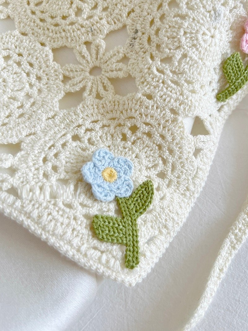 French Style Triangular Binder Retro Headcloth Knitted Headdress Photo - Image 3