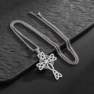 Stainless Steel Personalized Celtic Knot Cross Necklace