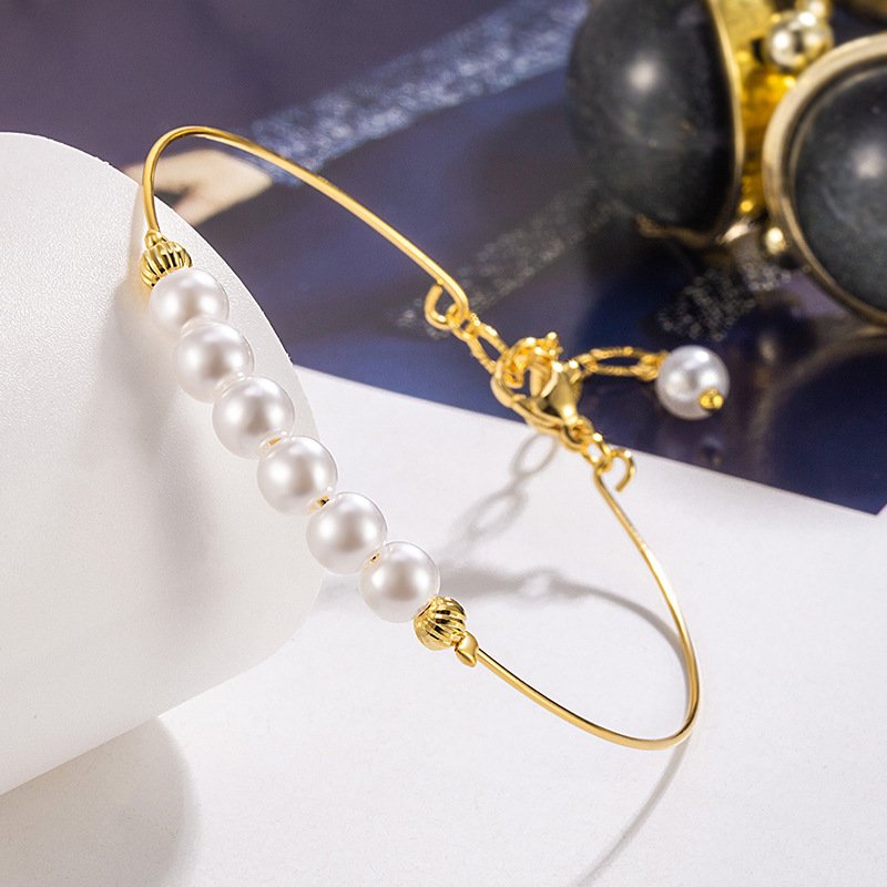 New Chinese Style Small Golden Beads Pearl Bracelet Premium Bracelet - Image 3