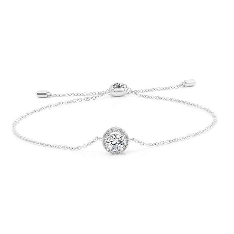 S925 Silver Moissanite Round Bag Micro-inlaid Round Moissanite Electroplated K Platinum Bracelet For Women - Image 5