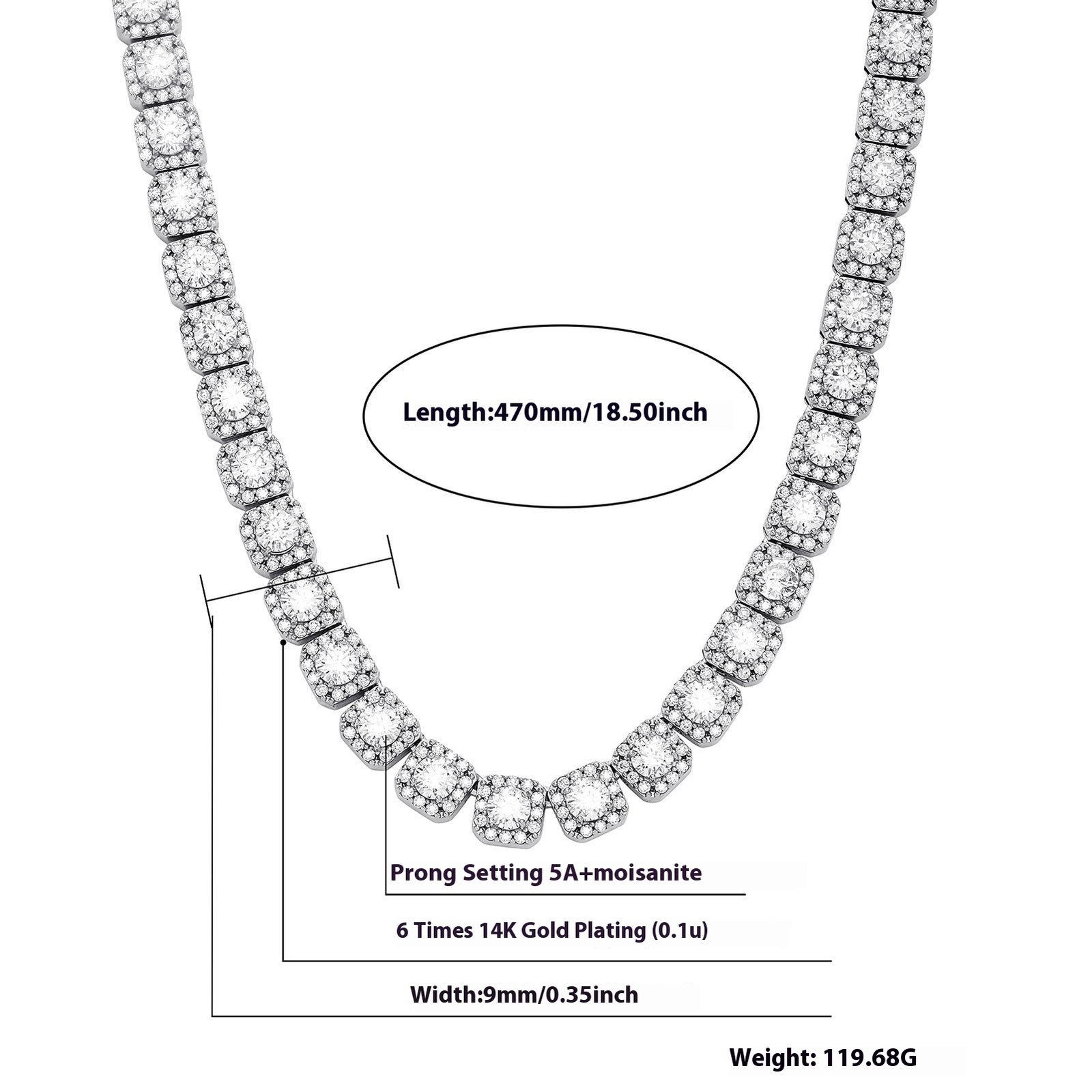 Men's Hip Hop Necklace Silver Candy - Image 3