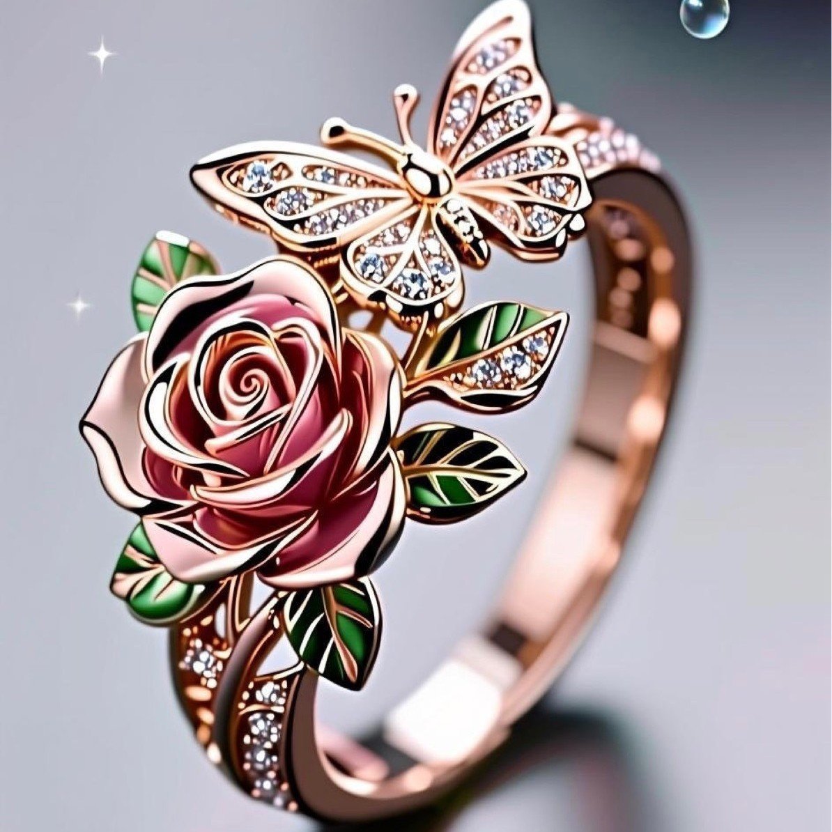Colorful Oil Necklace Butterfly Personality Ring - Image 4