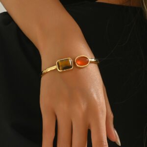 Bracelet Geometric Inlaid Gem Opening