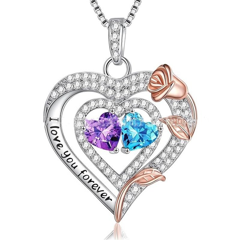 European And American Heart Of Eternity S925 Sterling Silver Double-layer Necklace For Women - Image 4