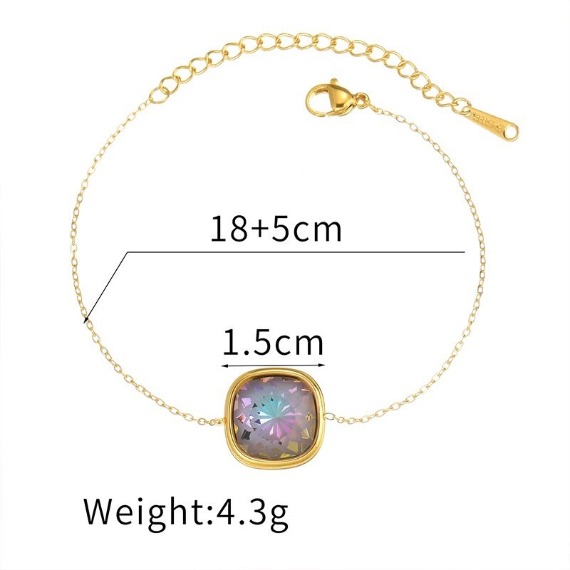 Female Stainless Steel Colored Gemstone Bracelet - Image 2