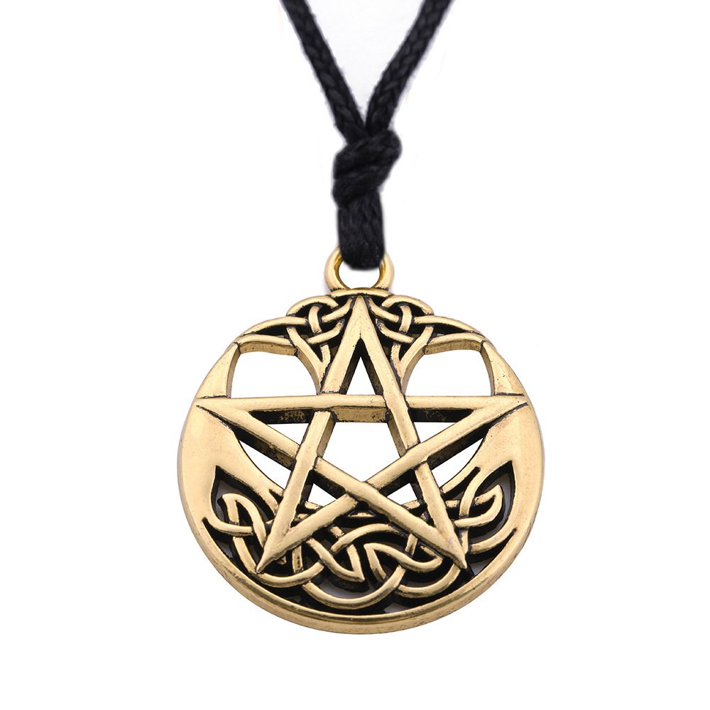 Fashion Lucky Round Pendant Pentagram Alloy Necklace - Image 6