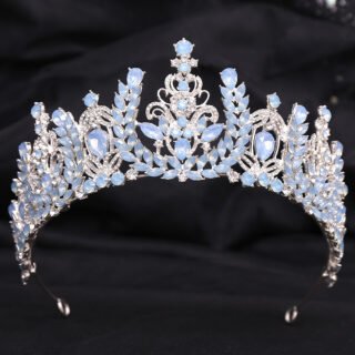 Wedding Birthday Headdress Crown Alloy Inlaid Protein Green Bright Crystal Bride