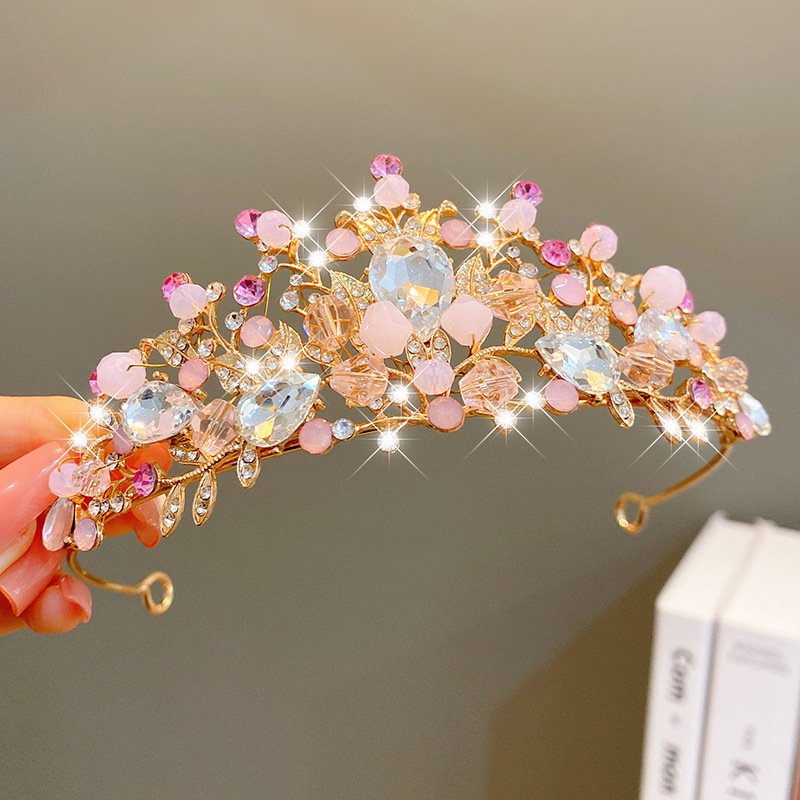 Sweet Fashion Jewelry Hair Accessories Multicolor Pearl Crown Banquet Birthday Fashion Princess Headband Girl Kawaii Crown Crown Headband Headgear Headgear Crystal Wedding Party Hair Accessories - Image 3