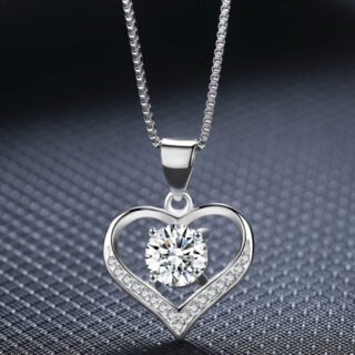 Classic Love Necklace Light Luxury Design Moissanite Heart-shaped Pendant Box Chain