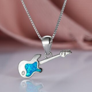 Aier Moxa New Blue Opal Guitar Necklace Unique Fashion Accessories