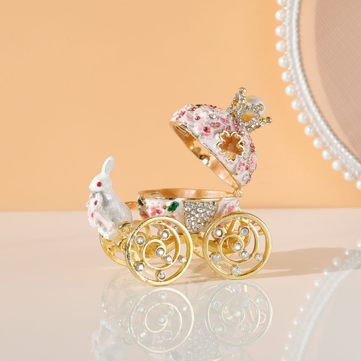 Creative Princess Carriage Cherry And Bunny Ornament Storage Box - Image 5