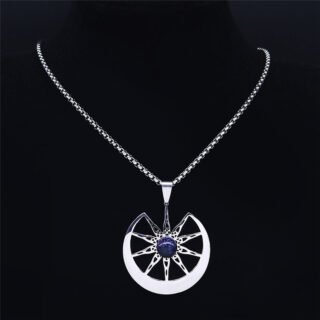 Simple Moon And Star Pendant Necklace Stainless Steel