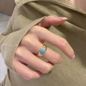 Vintage Court Style Refined And Simple Asterism Turquoise Ring