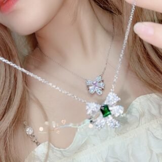 Jewelry Personality Butterfly Necklace Female Plated 18K Pendant Emerald