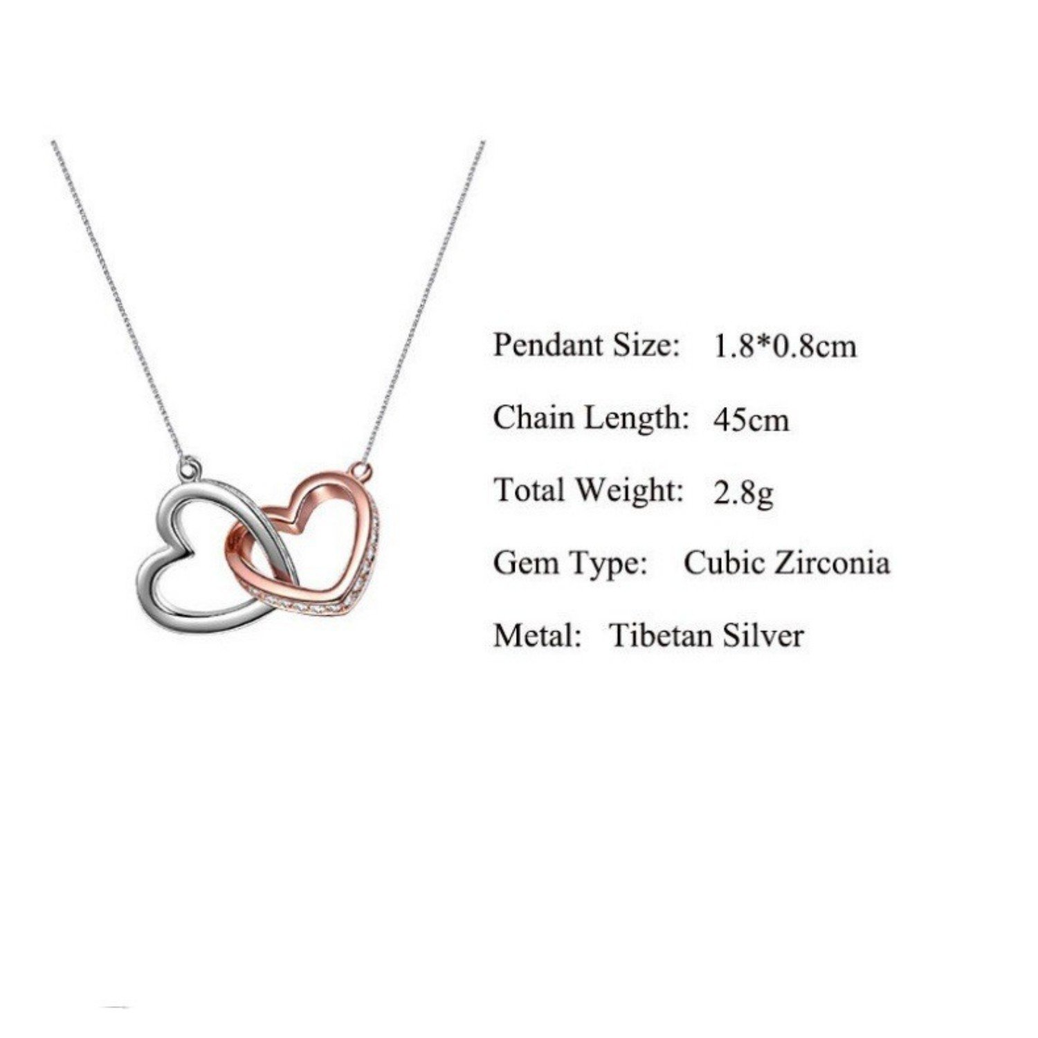 Fashionable And Minimalist Rose Gold Color Separated Double Ring Necklace - Image 5