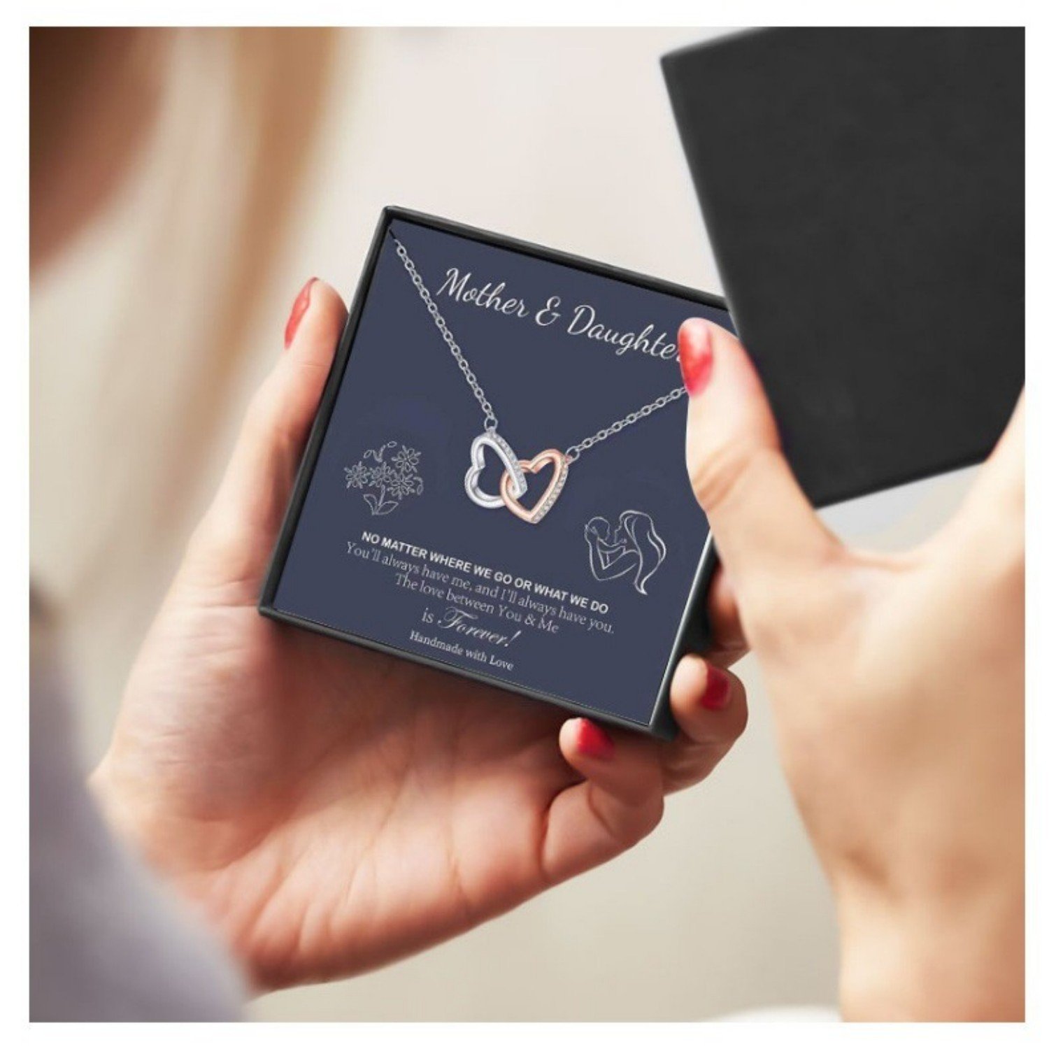 Fashionable And Minimalist Rose Gold Color Separated Double Ring Necklace - Image 2