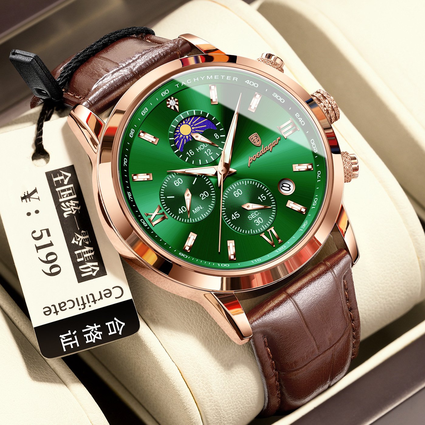 Multi-Function Sports Timing Moon Phase Men's Watch - Image 8