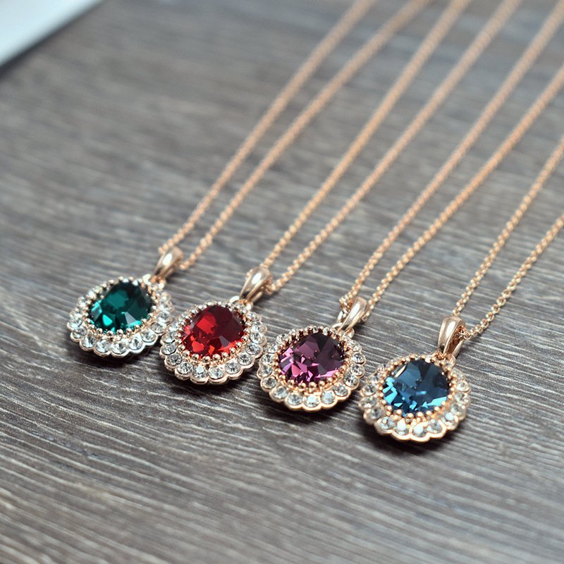 Oval Color Short Clavicle Necklace For Women