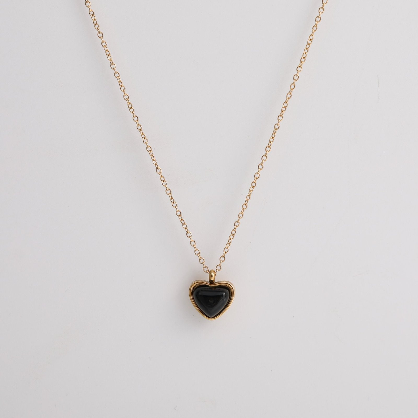 Titanium Steel Color Retaining Ins Natural Stone Imitated Black Agate Pendant Necklace - Image 5