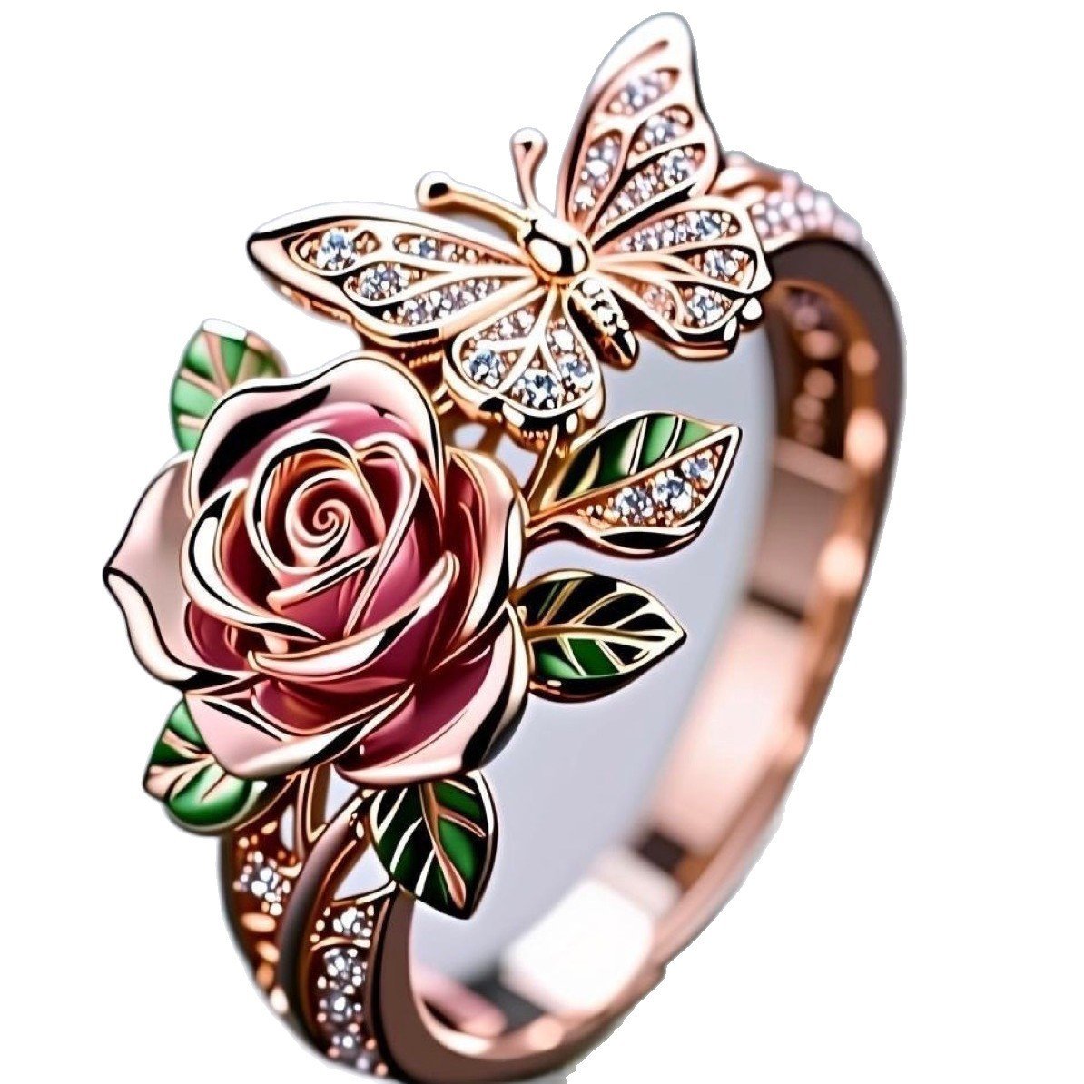 Colorful Oil Necklace Butterfly Personality Ring - Image 5